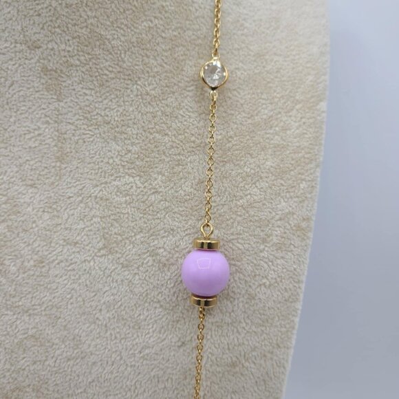 J Crew Lavender Bead with Clear Crystal Stations Long Necklace NWOT! - Picture 8 of 12